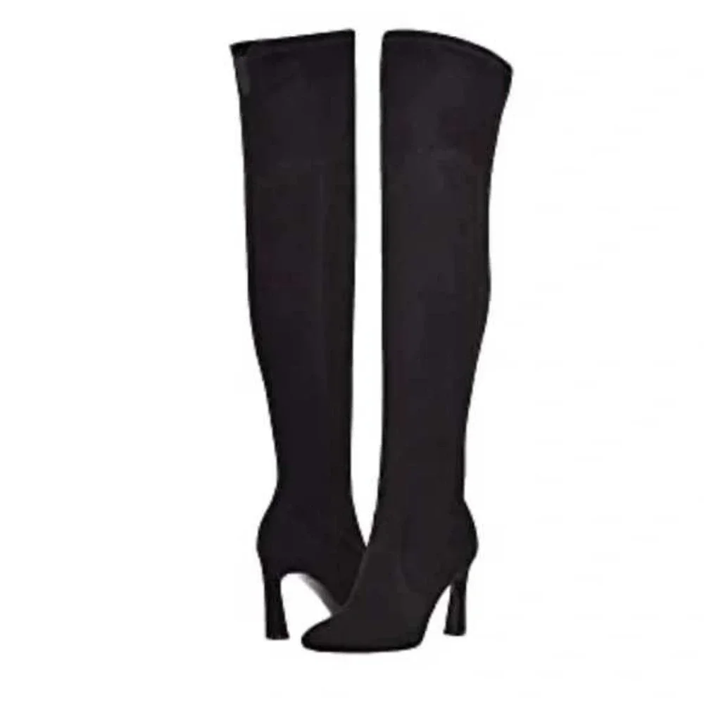 Nine West Sizzle 2 Over The Knee Boot Size 9 Tall‎ Faux Suede Black Heeled NEW